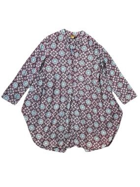 April Cornell Cotton Medallion Long Sleeve Dress Coverup size S